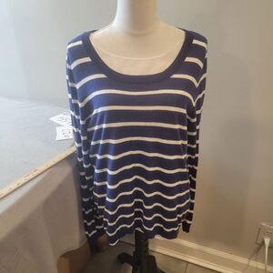 RXO Navy White Striped Top Sweater Long Sleeves Size XL